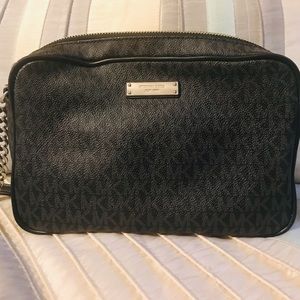 Michael Kors Crossbody Bag - Black with Silver hardware and Chain